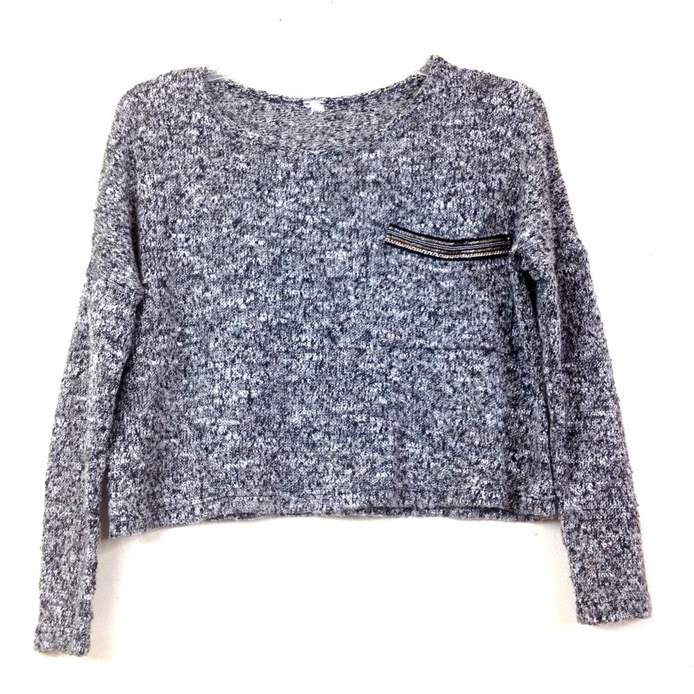 Express Black Long Sleeve Chain Pocket Sweater Top M
